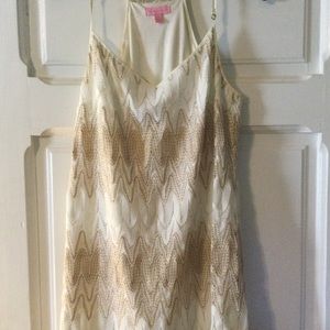 Lilly Pulitzer Cream and Gold Slip Dress Size L
